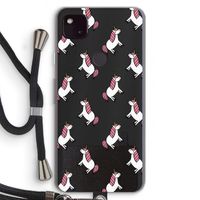 Eenhoorns overal: Pixel 4a 5G Transparant Hoesje met koord