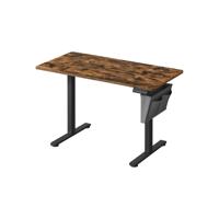 Elektrisch in Hoogte Verstelbaar Bureau - Stijlvol, Stil & Ergonomisch, Vintage bruin + Inktzwart / 60T x 120B x (72-120)H cm