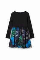 Gecombineerde jurk met geometrische patch - BLUE - 7/8