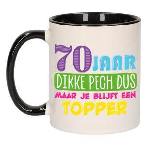 Verjaardag cadeau mok 70 jaar - zwart - dikke pech dus - 300 ml - Keramiek