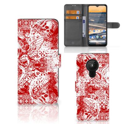 Telefoonhoesje met Naam Nokia 5.3 Angel Skull Rood