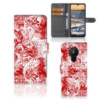 Telefoonhoesje met Naam Nokia 5.3 Angel Skull Rood
