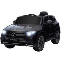 HOMCOM Elektrische kinderauto, gelicenseerde Mercedes-Benz EQA, 3-8 km/u, muziek, koplampen, claxon, afstandsbediening, zwart
