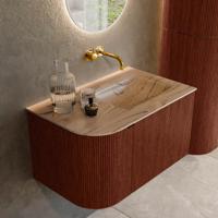 Badmeubel Mondiaz Kurve-Dlux | 75 cm | Meubelkleur Ruby | Wastafelkleur Arena | Solid surface | Wasbak rechter zijde spoelbak | Zonder kraangat(en) Badmeubel Mondiaz Kurve-Dlux | 75 cm | Meubelkleur Ruby | Wastafelkleur Arena | Solid surface | Wasbak rechter zijde spoelbak | Zonder kraangat(en)