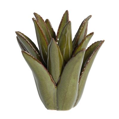 Theelicht Cactus keramiek donker groen M