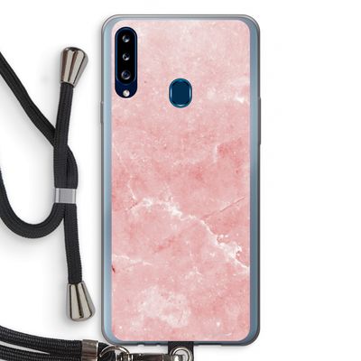Roze marmer: Samsung Galaxy A20s Transparant Hoesje met koord
