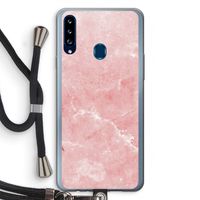 Roze marmer: Samsung Galaxy A20s Transparant Hoesje met koord