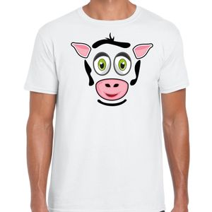 Dieren verkleed t-shirt heren - koe gezicht - carnavalskleding - wit