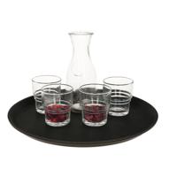 5x Zwarte horeca dienbladen rond met anti-slip 35 cm - thumbnail