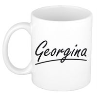 Naam cadeau mok / beker Georgina met sierlijke letters 300 ml   - - thumbnail