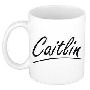 Naam cadeau mok / beker Caitlin met sierlijke letters 300 ml