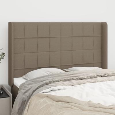 Hoofdbord met randen 147x16x118/128 cm stof taupe