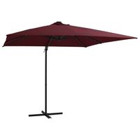 vidaXL Zweefparasol met LED-verlichting 250x250 cm bordeauxrood - thumbnail