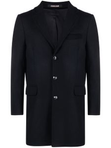 Roberto Cavalli manteau en laine mélangée à simple boutonnage - Bleu