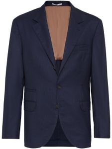 Brunello Cucinelli blazer en laine vierge à simple boutonnage - Bleu