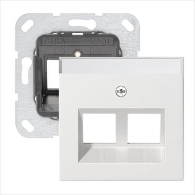Gira Systeem55 inbouwset met draagframe en inzetplaat zuiverwit mat (schuine uitvoering)