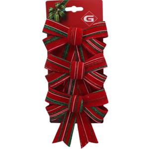 Kerst ornamenten strikken - 3x st - donkerrood - 10 x 13 cm - strikjes/kerststrikjes