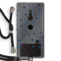 Blauwe stippen: Sony Xperia XZ2 Transparant Hoesje met koord