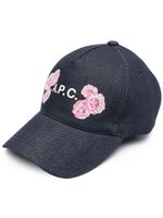 A.P.C. casquette en jean à fleurs - Bleu