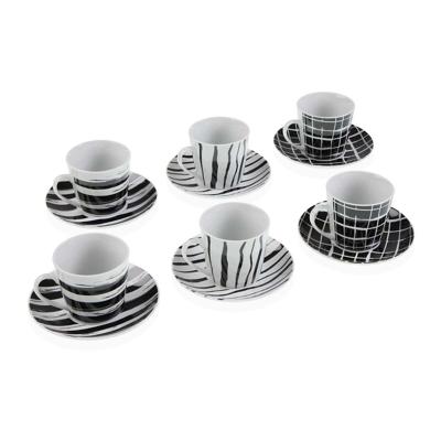 Set van Kopje met Schotel Versa Zwart Porselein