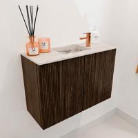 Toiletmeubel Mondiaz Joya Dlux | 60 cm | Meubelkleur Walnut | Faye wastafel Nata Wasbak Midden | 1 kraangat