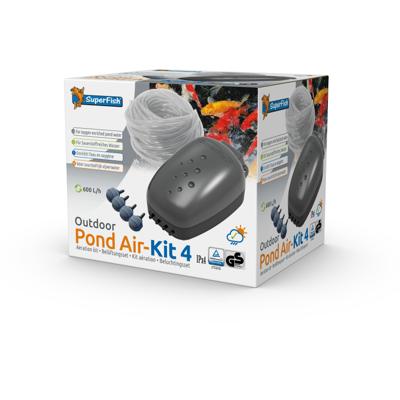 Superfish Pond Air Kit 4 - Vijver Beluchtingsset 600L/u, 8W, 4 Uitg. + 25m Slang & Luchtstenen