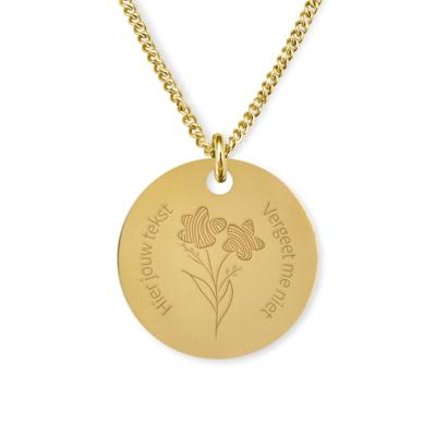 Gepersonaliseerde vergeet-me-nietje vingerafdruk ketting - Stainless steel - 2 vingerafdrukken - Goud - 18 mm