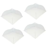 Voedselkap - 4x - 43 x 43 cm - wit - kant - opvouwbare vliegenkap