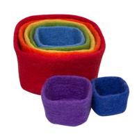 Papoose Toys Papoose Toys Stacking Cubes Rainbow/7pc