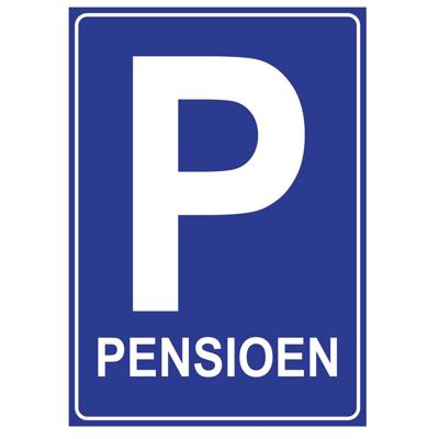 Pensioen aankondiging poster - feest versiering - blauw - verkeersbord - 84 x 59 cm - VUT - papier