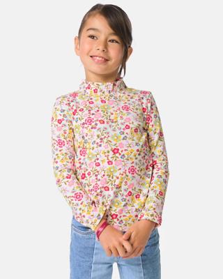 HEMA Kinder T-shirt rib bloemen ecru (ecru)