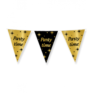 Classy Vlaggenlijn Party Time Zwart/Goud (10m)