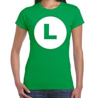 Luigi loodgieter verkleed t-shirt groen voor dames - thumbnail