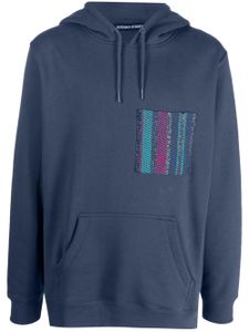 Benjamin Benmoyal hoodie en coton biologique à patch rayé - Bleu