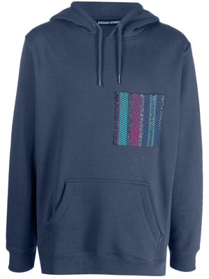 Benjamin Benmoyal hoodie en coton biologique à patch rayé - Bleu