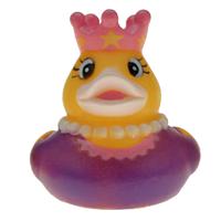 Rubber badeendje prinses - paars - badkamer fun artikelen - size 5 cm - kunststof - thumbnail
