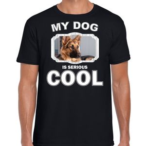 Honden liefhebber shirt Duitse herder my dog is serious cool zwart voor heren 2XL  -