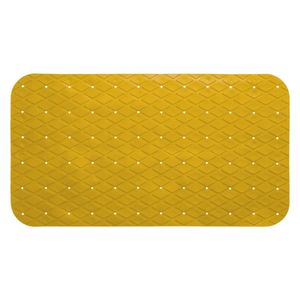 Anti-slip badkamer douche/bad mat geel 70 x 35 cm rechthoekig