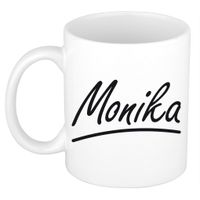 Naam cadeau mok / beker Monika met sierlijke letters 300 ml - thumbnail