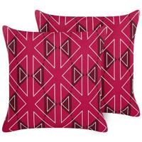 Beliani-MEZZANO-Tuinkussen set van 2-Roze-45 x 45 cm-Polyester