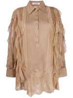 Valentino Garavani blouse en soie à volants - Tons neutres