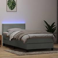Boxspring met matras en LED fluweel lichtgrijs 90x220 cm