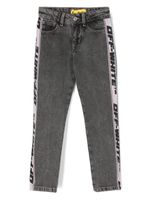 Off-White Kids jean droit à bande logo - Gris