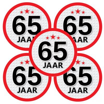 65 jaar leeftijd sticker - 5x - rond - Dia 15 cm - 65 jaar verjaardag - jubileum - leeftijd versieri