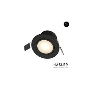 Inbouwspot Häsler Zaragoza Incl. Fase Aansnijding Dimbaar 8.3 cm 4 Watt Warm Wit Mat Zwart Set 5x