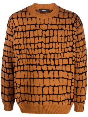 Versace pull en maille torsadée - Marron