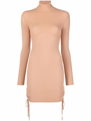 ANDREĀDAMO robe nervurée à col roulé - Marron