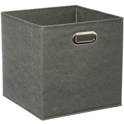 Opbergmand / kastmand - grijs/groen - linnen - 29 liter - 31 x 31 x 31 cm - Opbergbox - Vakkenkast