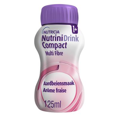 NutriniDrink Compact Multi Fibre Aardbeiensmaak 4x125ml