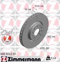 Remschijf COAT Z ZIMMERMANN, Remschijftype: Binnen geventileerd, u.a. für Seat, VW, Skoda